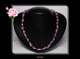 Colar Médio Clássico Ágata Pink e Opalas Bijoux Fina Biojóia Cód.550C