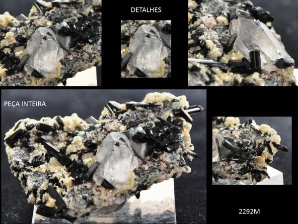 INCLUSÃO QUARTZO AGRUPAMENTO TURMALINAS PRETAS INCLUSION QUARTZ IN BLACK TOURMALINES Cód.2292M