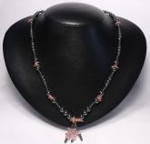 Colar Cristal Cherry Rosa com Hematitas Cód.347C