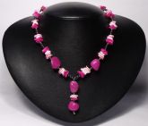 Colar Curto Ágata Pink com Hematitas Naturais Biojóia Cód.308C