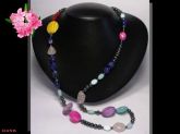 Colar Fashion Colorido Pedras Naturais Bijóia Bijoux Finas Cód.456C