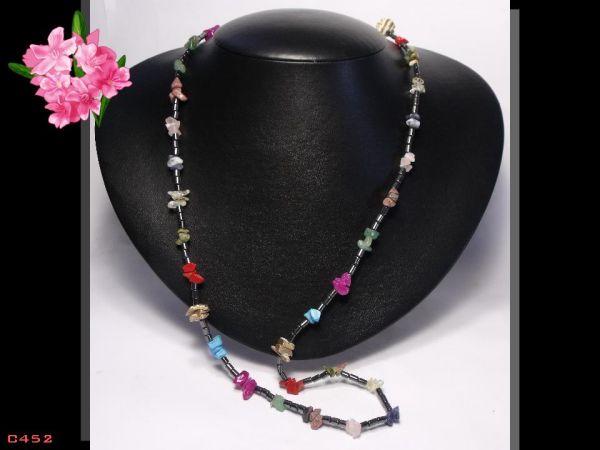 Colar Fashion Longo Delicado Pedras Diversas Bijóias Bijoux Cód.452C