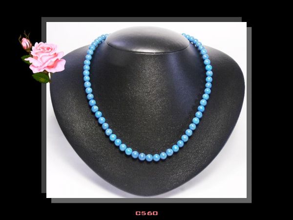 Colar Médio Clássico Turquesas Azuis Naturais Bijoux Finas Cód.560C
