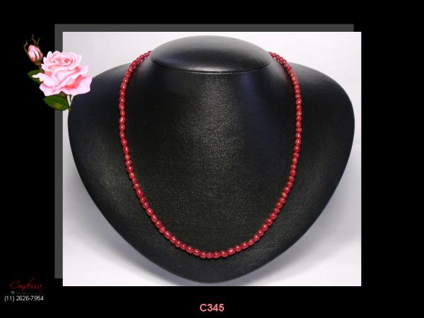 Colar Artesanal de Coral Pedras Tubinhos Irregulares Cód.345C