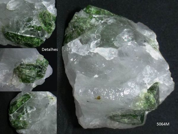 CRISTAL DE FUCHSITA NA ROCHA MATRIZ NO QUARTZO FUCSITE CRYSTAL IN QUARTZ COLLECTION BRAZIL Cód.5064