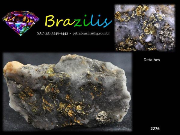 CRISTALIZAÇÃO DE PIRITA (OURO DOS TOLOS) NO QUARTZO COLLECTION PYRITE ON QUARTZ BRAZIL Cód.2276M