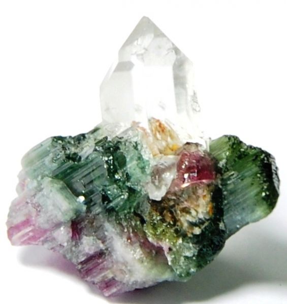 Turmalina Tricolor (Verde, Rosa e Amarela) no Quartzo  Gems