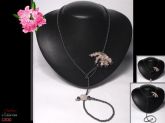 Colar Artesanal de Hematitas e Quartzo Rosa com Pingente. Cód.C630