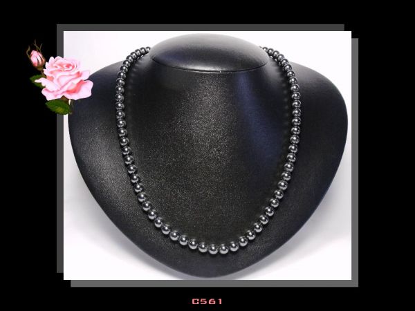 Colar Clássico Médio Pedra Hematita Preta Bijoux Finas Biju Cód.561C