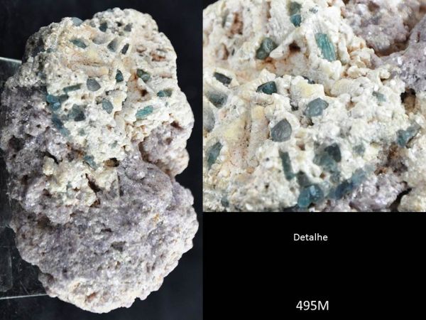 Turmalina Azul na Albita c/Lepdolita Blue Tourmaline GEMSTONE Cód.495M