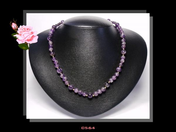 Colar Médio Clássico Ametistas Naturais Bijoux Finas Biojóia Cód.564C