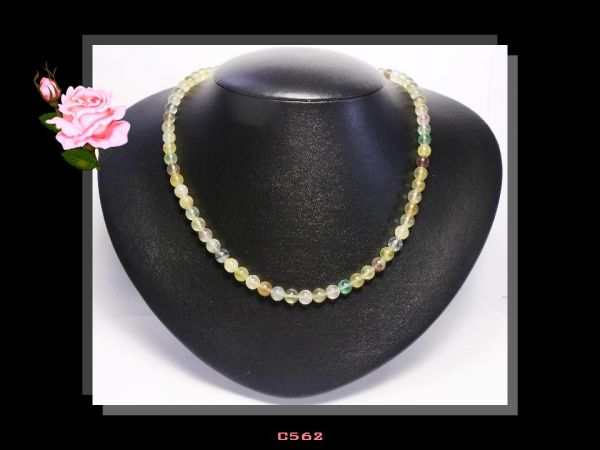 Colar Clássico Médio Pedra Fluorita Bijoux Finas Biojóias Cód.535C