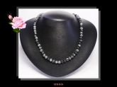Colar Médio Clássico Obsidiana Flocos Preto Bijoux Finas Cód.555C