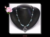 Colar Médio Turquesas Azul e Hematita Pingente Bijoux Fina Cód.446C