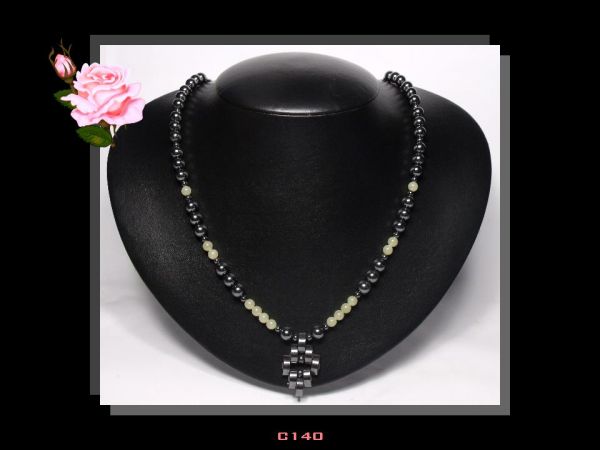 Colar Jaspe Verde Hematita Biojóias Bijoux Fina Acessórios. CÓD.140C