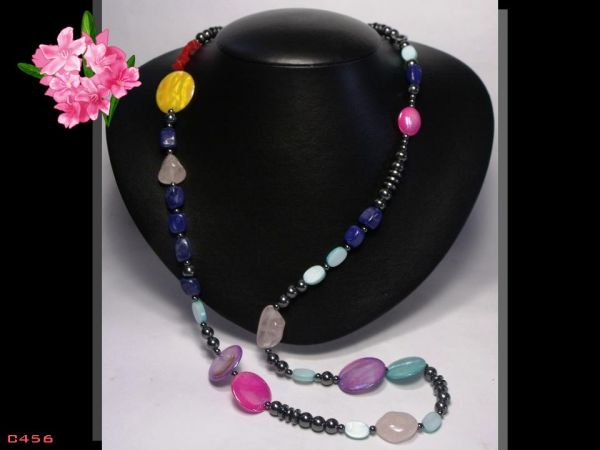 Colar Fashion Colorido Pedras Naturais Bijóia Bijoux Finas Cód.456C