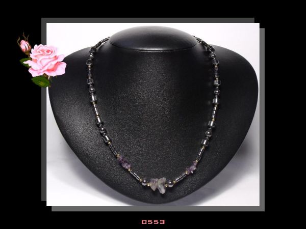 Colar Médio Pedras Ametista e Hematita Bijoux  Fina Acessóri Cód.553C