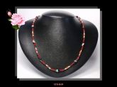 Colar Pedras Ágata Preta Coral Pérola e Granada Bijoux Finas Cód.569C