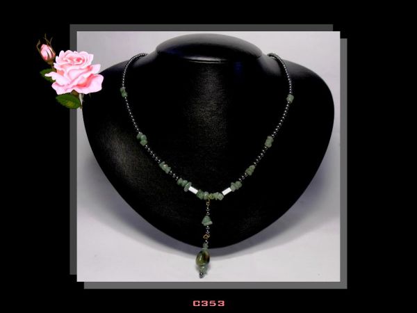 Colar Médio Quartzo Verde e Hematitas Bijoux Finas Biojóia Cód.353C
