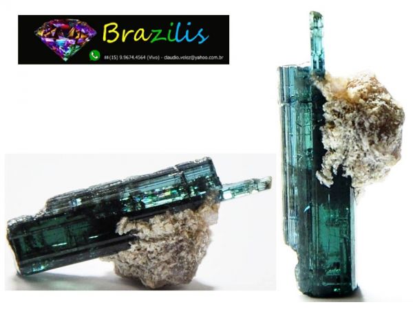 Turmalina Verde/Azul c/ Lepdolita Pedra Mineral GREEN/BLUE TOURMALINE COLLECTION Cód.455L