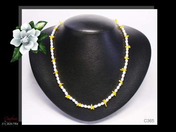 Colar Artesanal de Pérolas Cultivadas e Coral Cód.365C