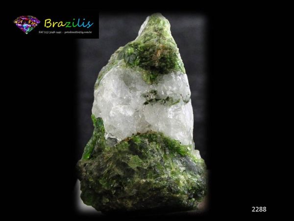 DIOPSÍDIO NO QUARTZO MINERAL PEDRA COLLECTION DIOPSIDE ON QUARTZ BRAZIL Cód.2288M