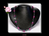 Colar Longo Pedras Ágata Pink Hematitas Bijoux Fina Biojóia Cód.490C