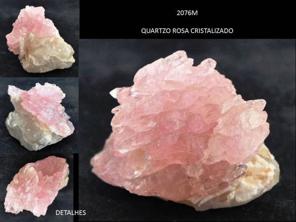 CRISTALIZAÇÃO QUARTZO ROSA NO CRISTAL DE ROCHA QUARTZO Crystallization ROSE QUARTZ BRAZIL Cód.2076M