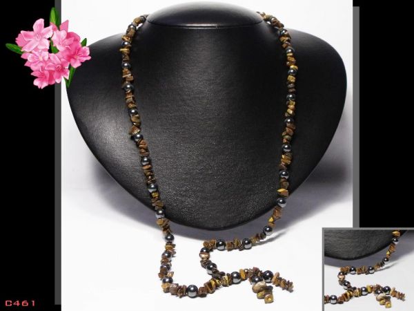 Colar Fashion Delicado Olho de Tigre Bijóias Bijoux Finas Cód.461C