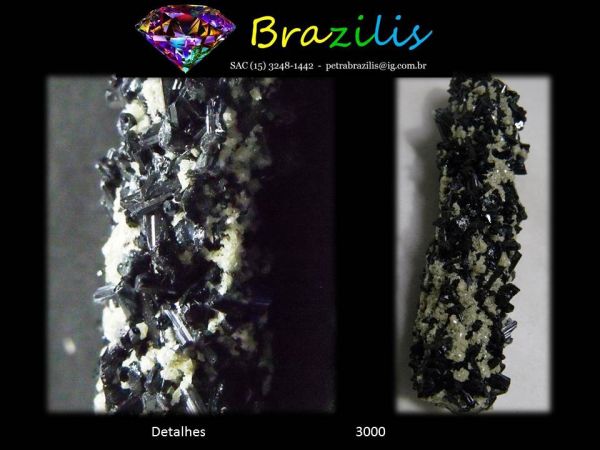 TURMALINA PRETA CRISTALIZADA NA HERDERITA MINERAL Cód.3000M