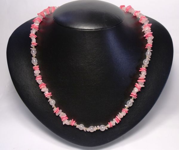Colar Médio Quartzo Rosa Biojóia Cód.126C