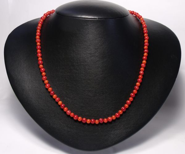 Colar Coral Esferas 6mm Vermelho Esferas Médio Biojóia  Cód.559C